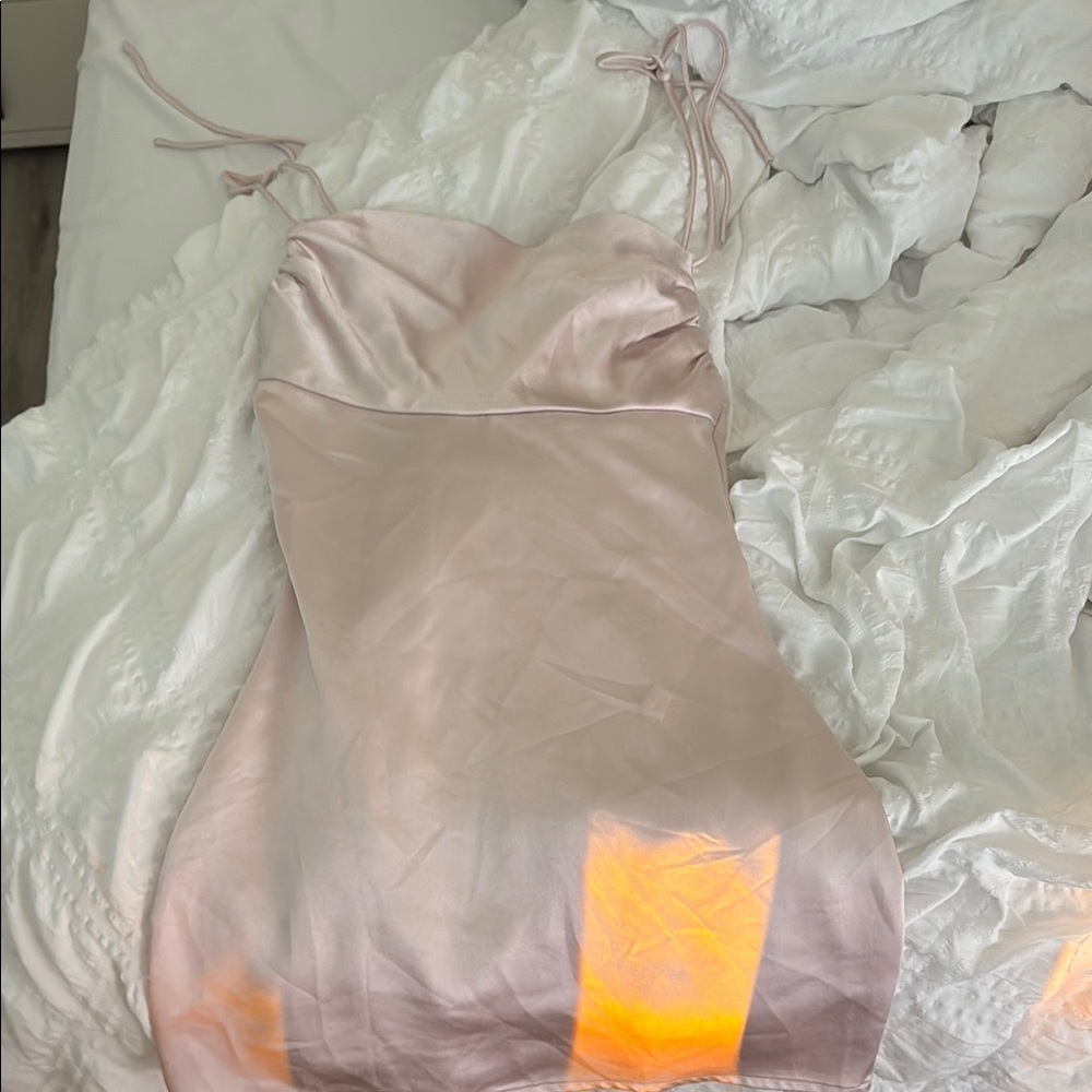 Elegant Satin Slip Dress in Soft Pink